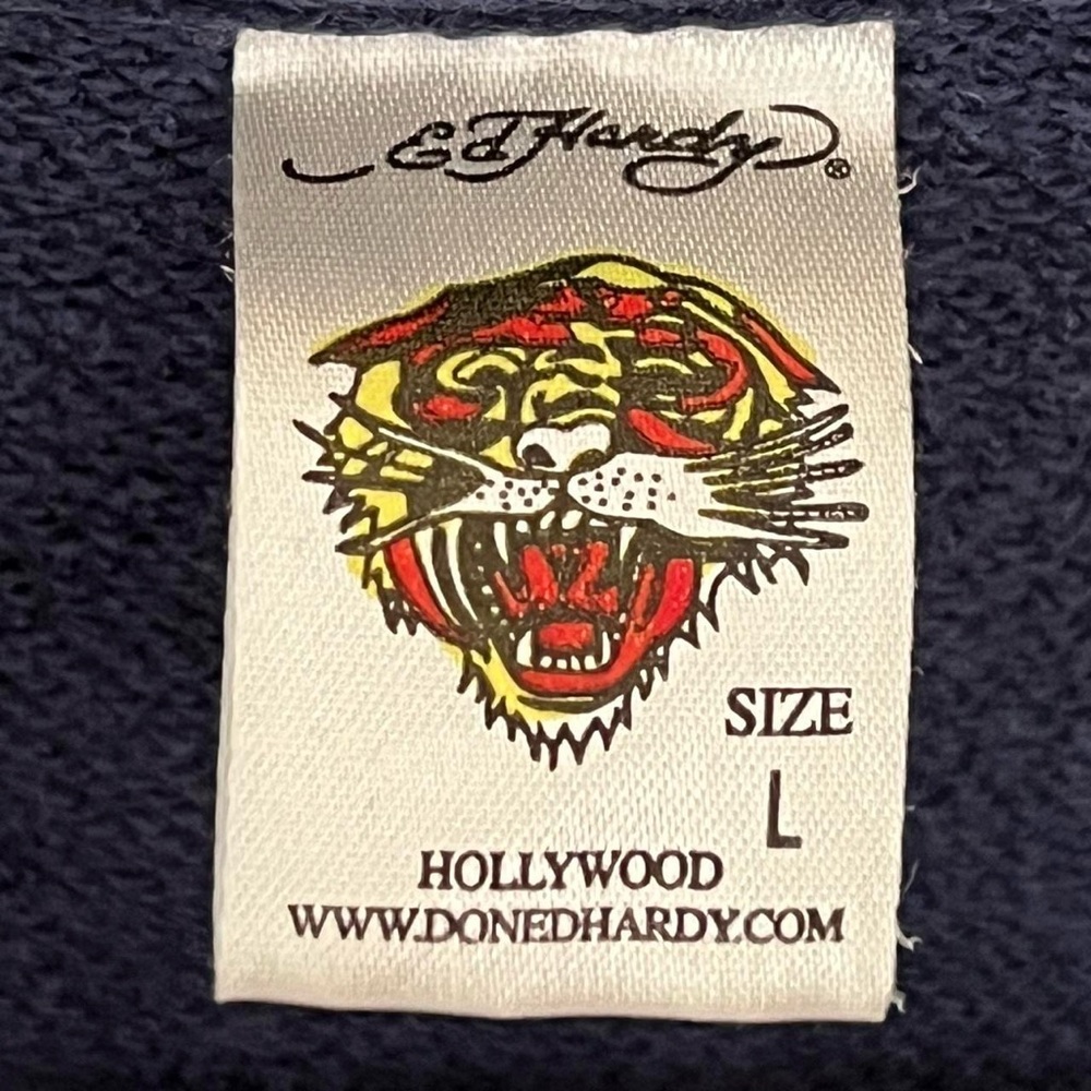 Ed Hardy Glamorous Rhinestones Graphic Label with Tiger Design Zip Up - Picture 6 of 6